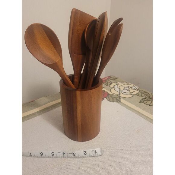 7 Pcs Set Natural Handmade Wooden Spoon Set Cooking Serving & Kitchen Utensils - Picture 3 of 5